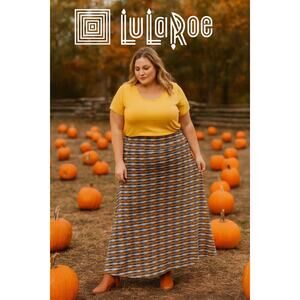 𝅺NWT LuLaRoe Gold & Blue Arrow Maxi 3X
